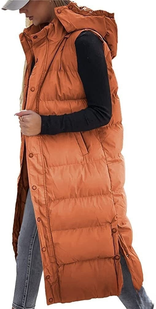 Women's Longline Hooded Padded Vest
