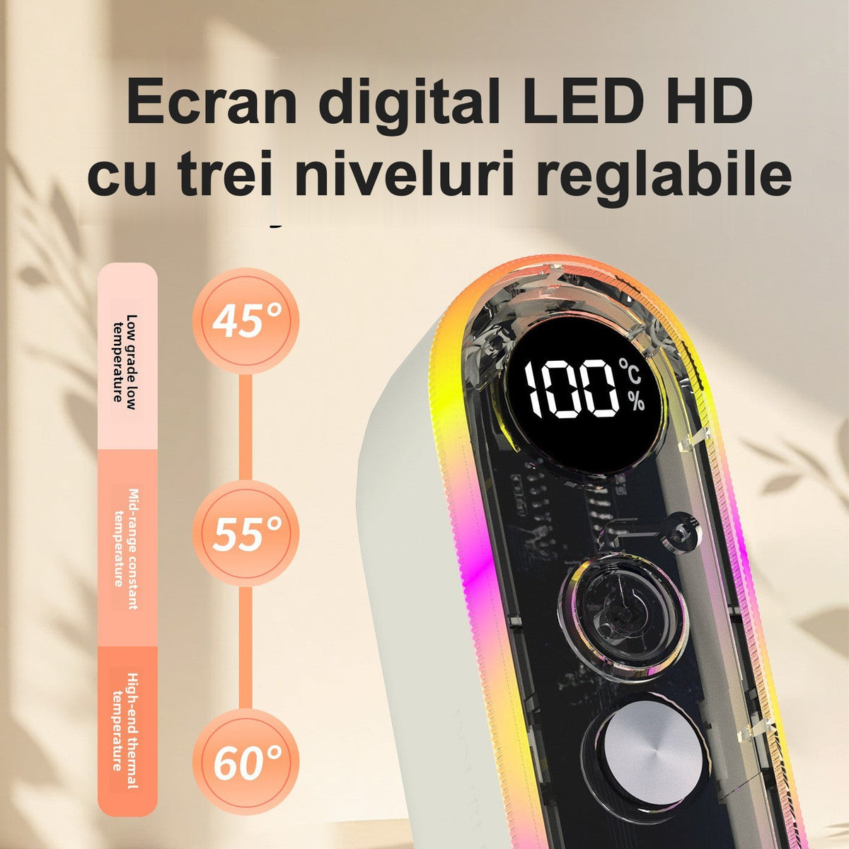 Încălzitor de mâini magnetic reîncărcabil cu lumină ambientală