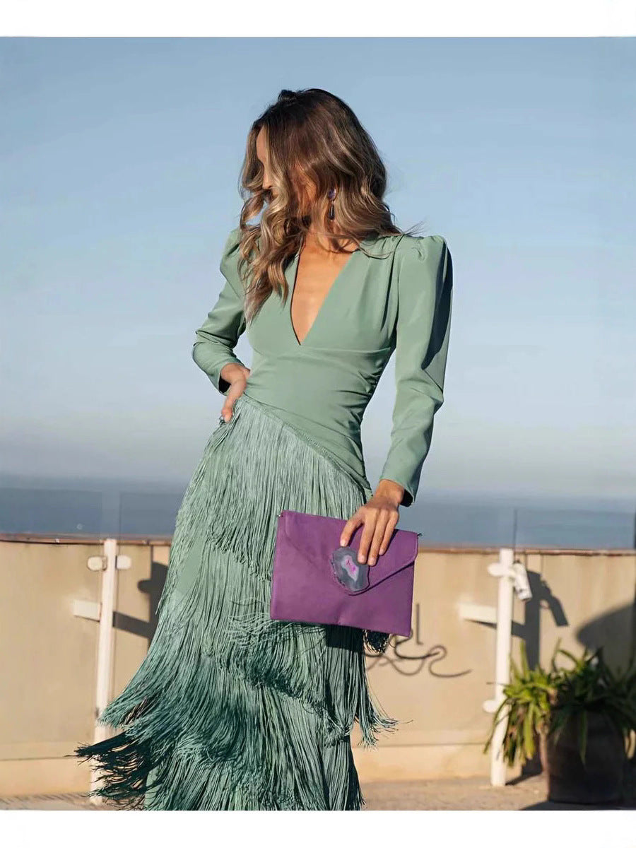 Elegant Tassel Maxi Evening Dress - product image 3