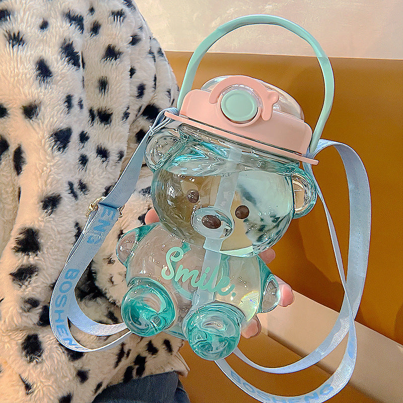 Bear Straw Water Bottle with Carry Strap