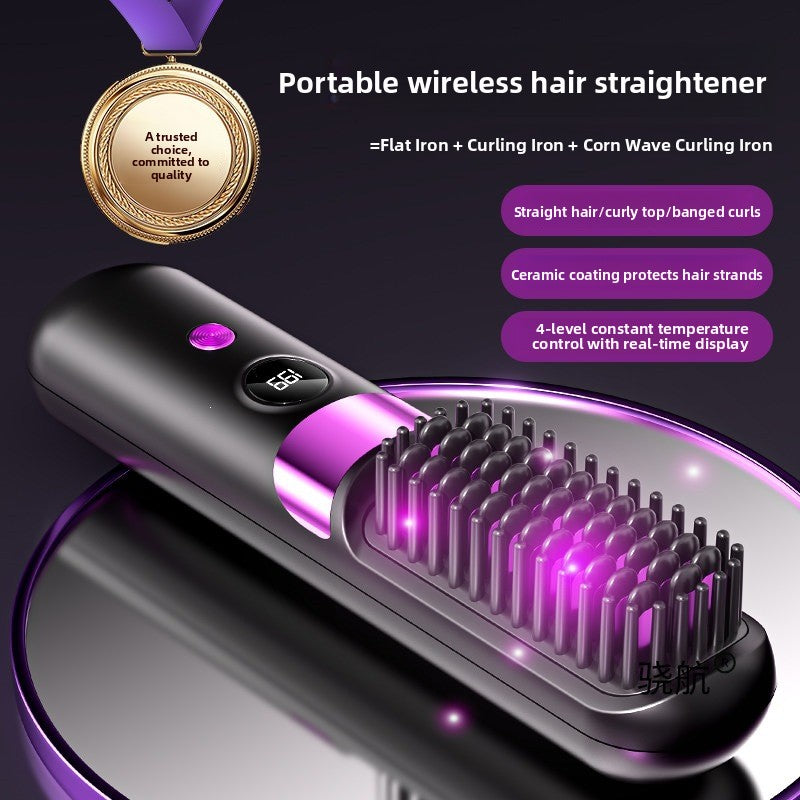 Cordless Hair Styling Comb for Straightening & Curls