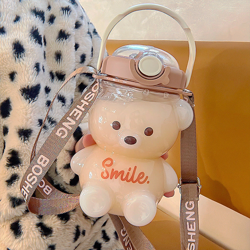 Bear Straw Water Bottle with Carry Strap