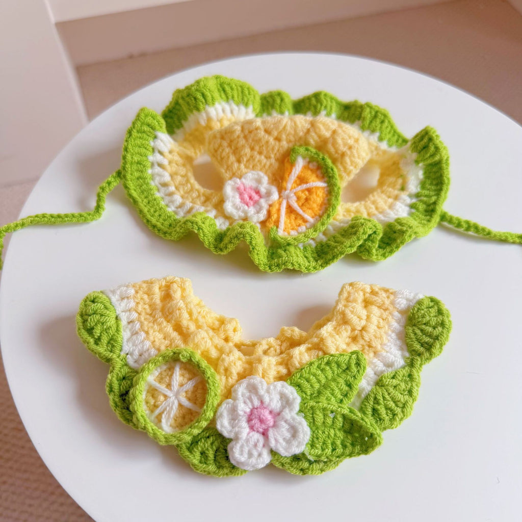 Crochet Pet Hat & Collar Costume Set