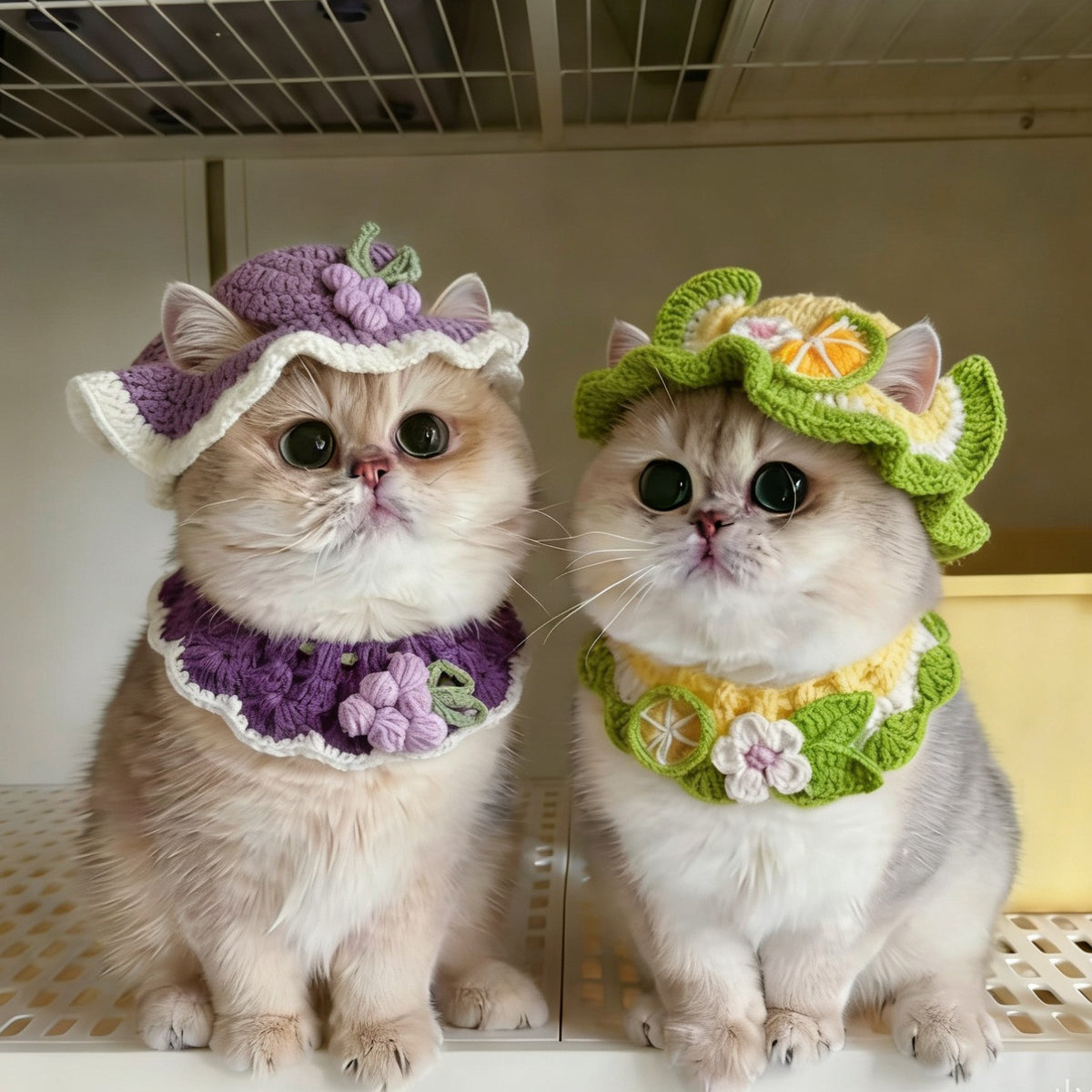 Crochet Pet Hat & Collar Costume Set