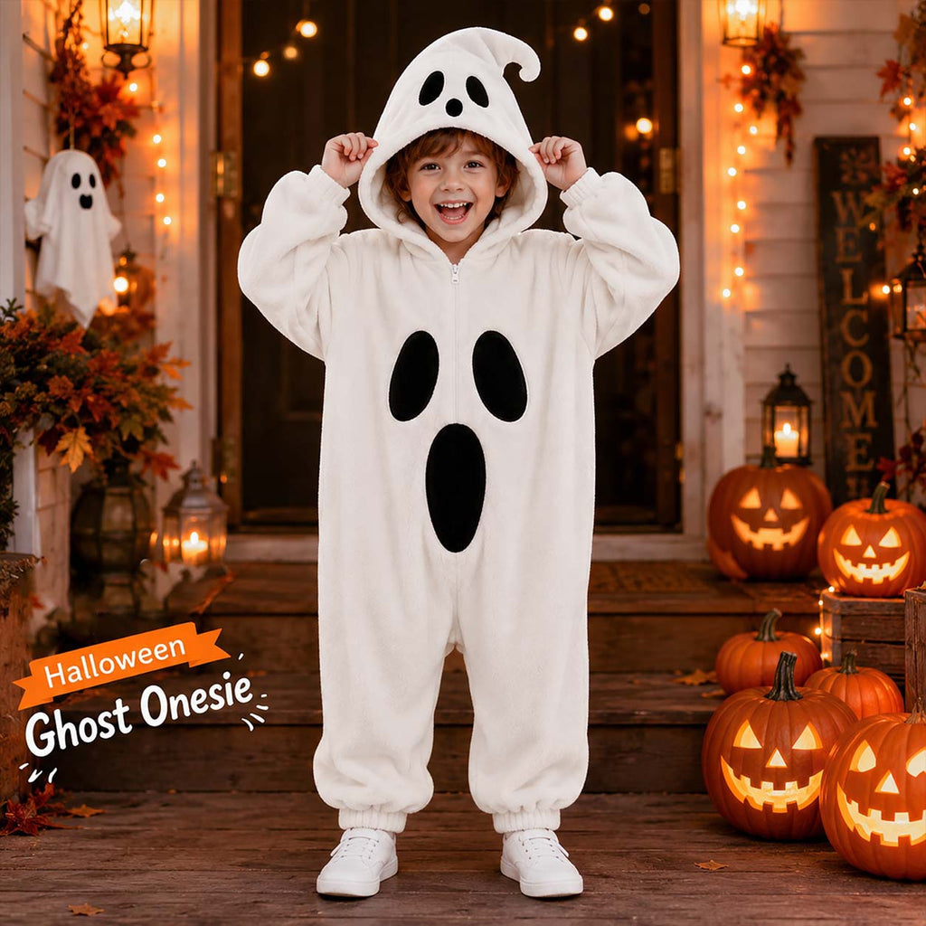 Halloween Ghost Plush Pajamas for Children and Adults