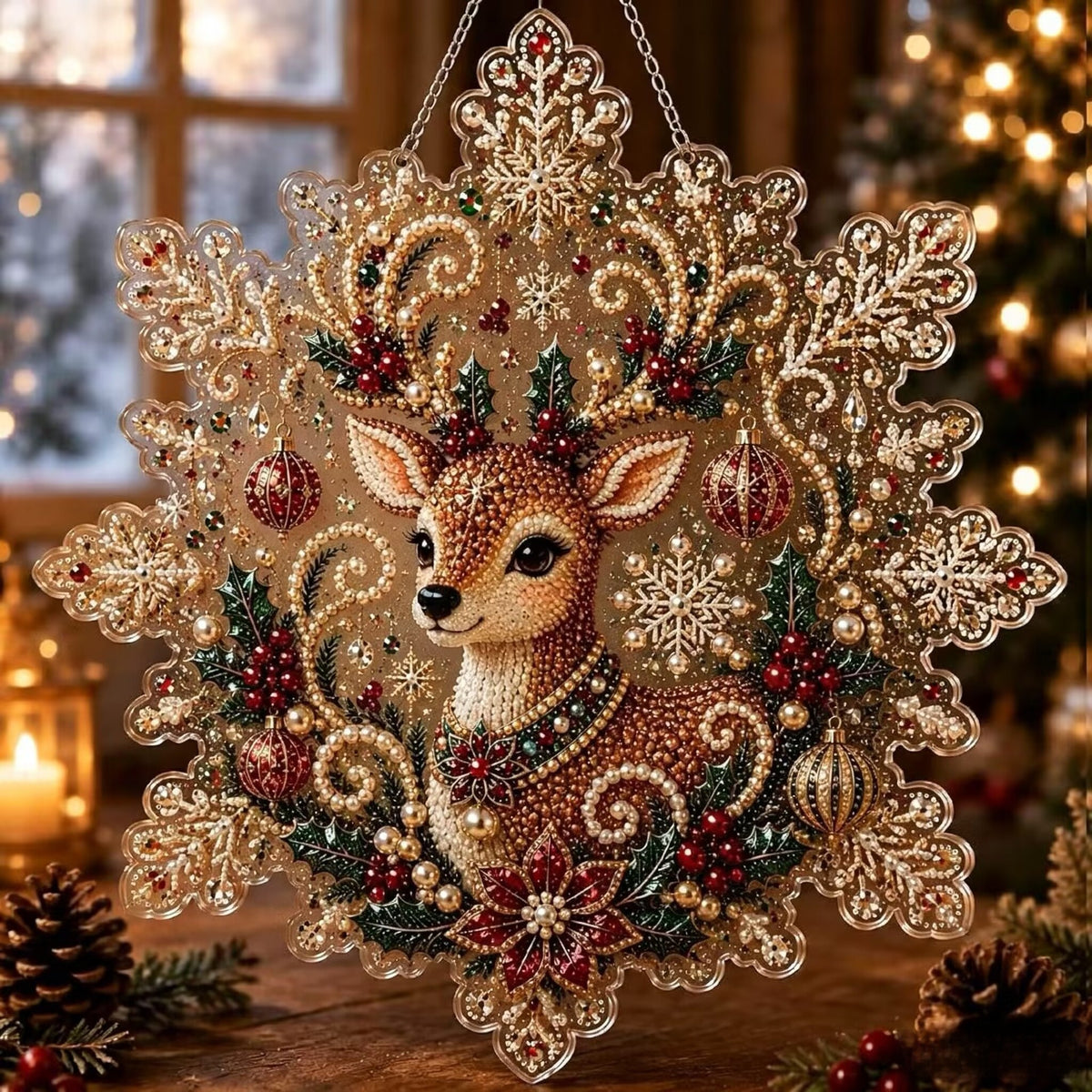Ornament de Crăciun cu pictură cu diamante 5D