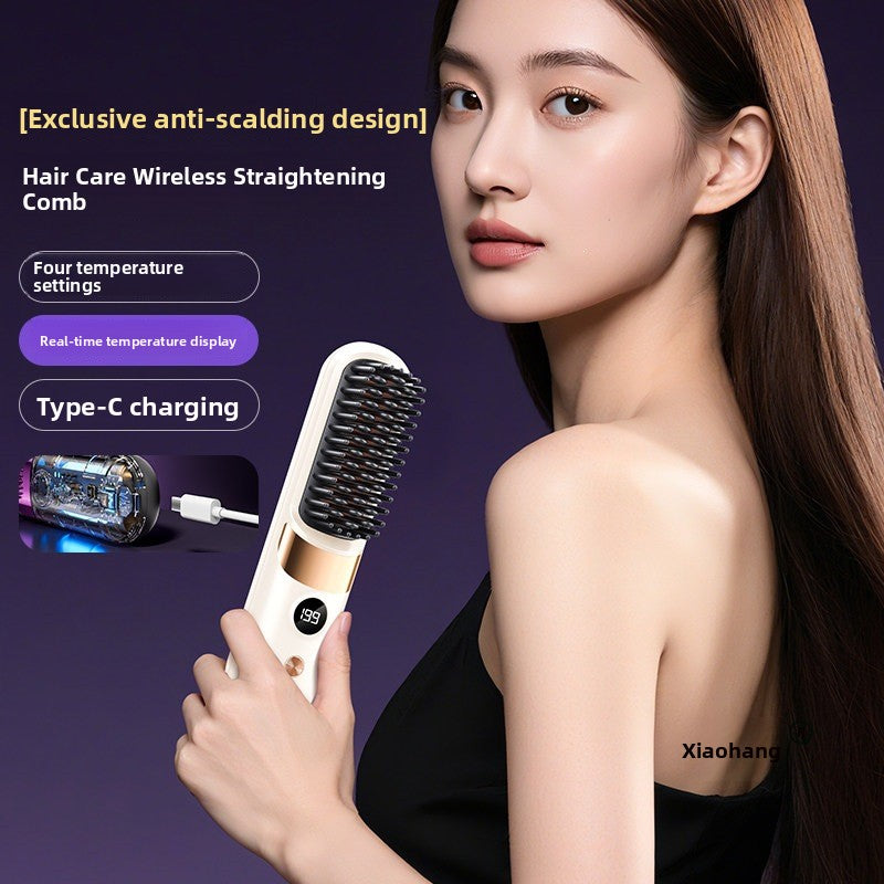 Cordless Hair Styling Comb for Straightening & Curls