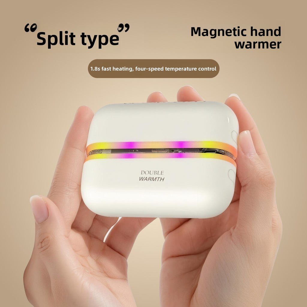 Încălzitor de mâini magnetic reîncărcabil cu lumină ambientală