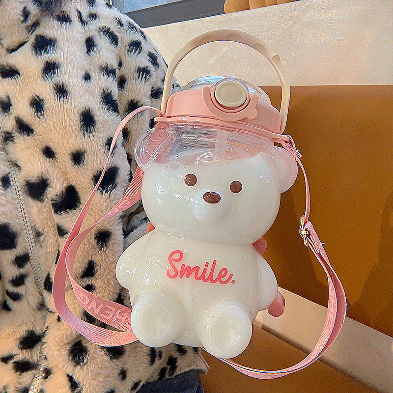 Bear Straw Water Bottle with Carry Strap
