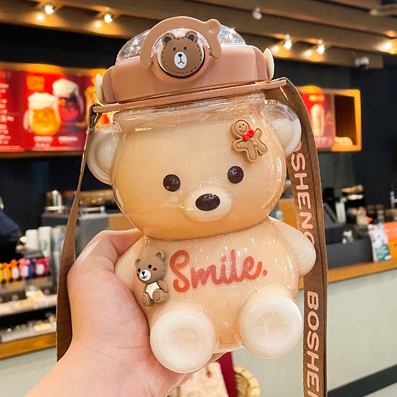 Bear Straw Water Bottle with Carry Strap