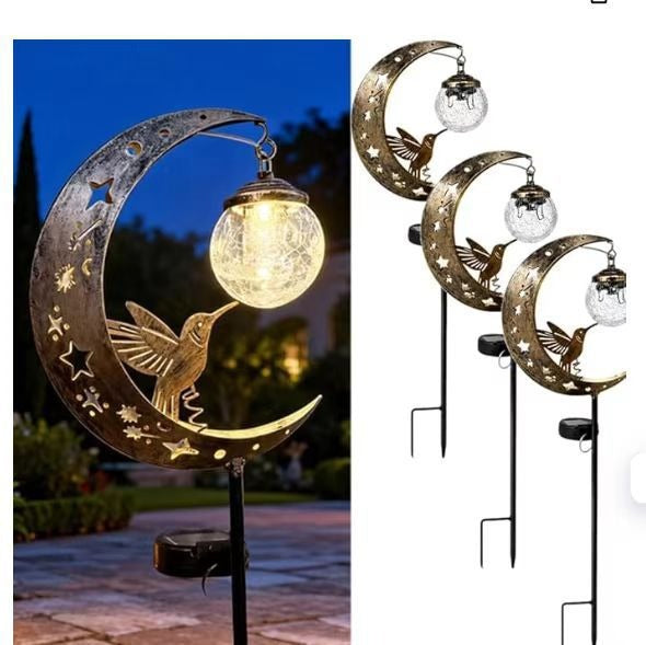 Solar Hummingbird Moon Garden Light