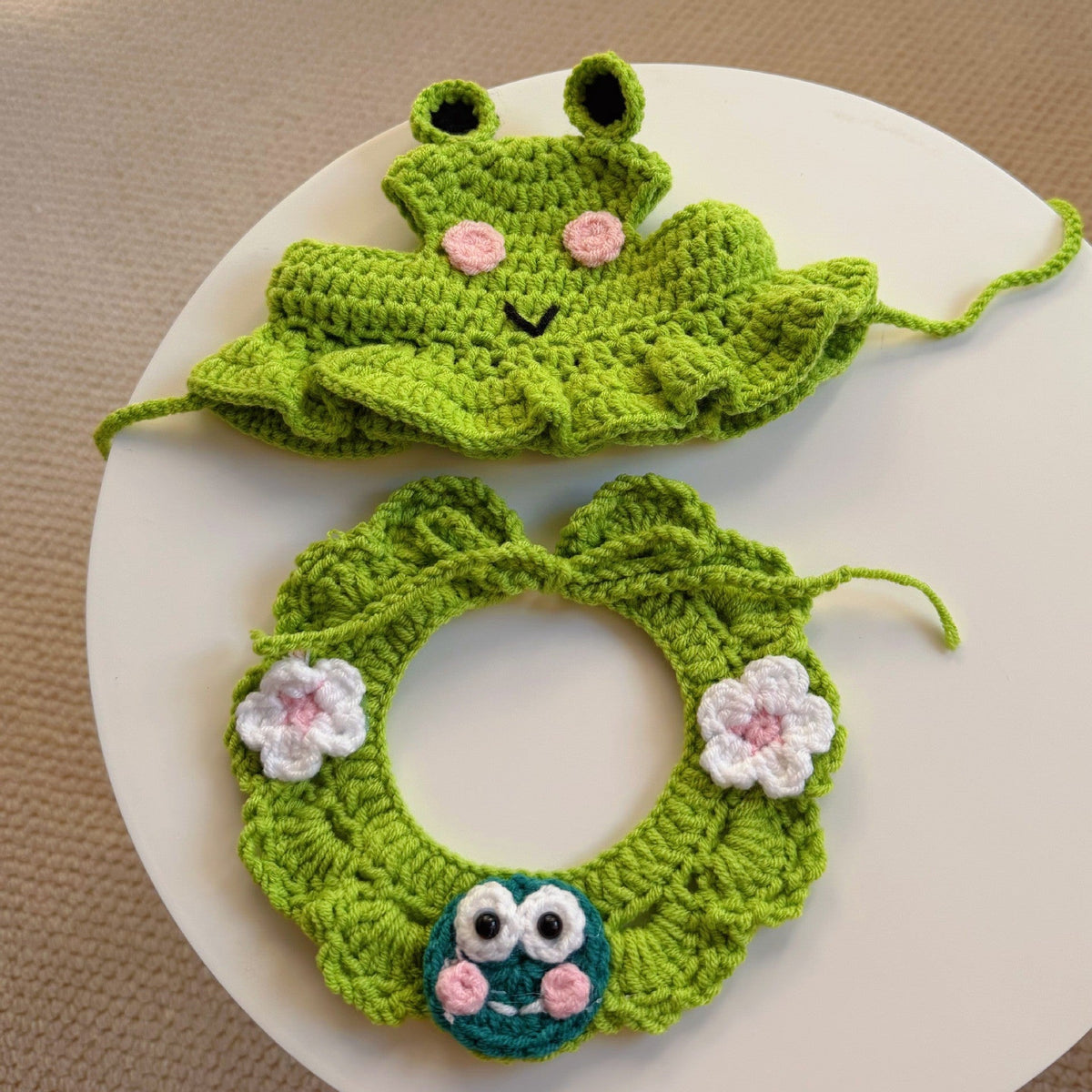 Crochet Pet Hat & Collar Costume Set - product view 8