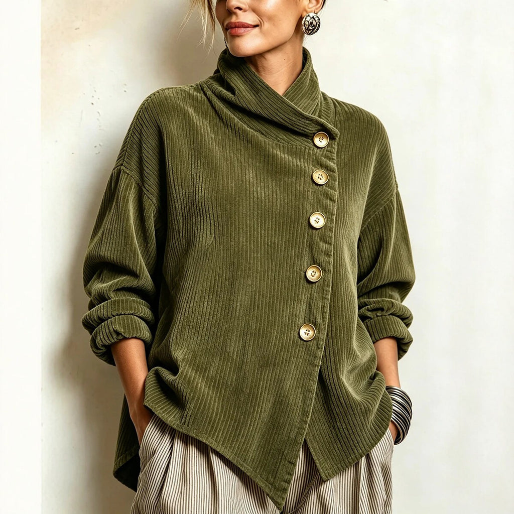 Asymmetric Corduroy High-Neck Top - product image 1
