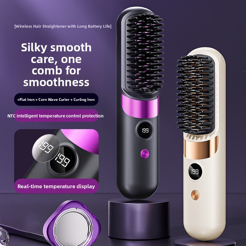 Cordless Hair Styling Comb for Straightening & Curls