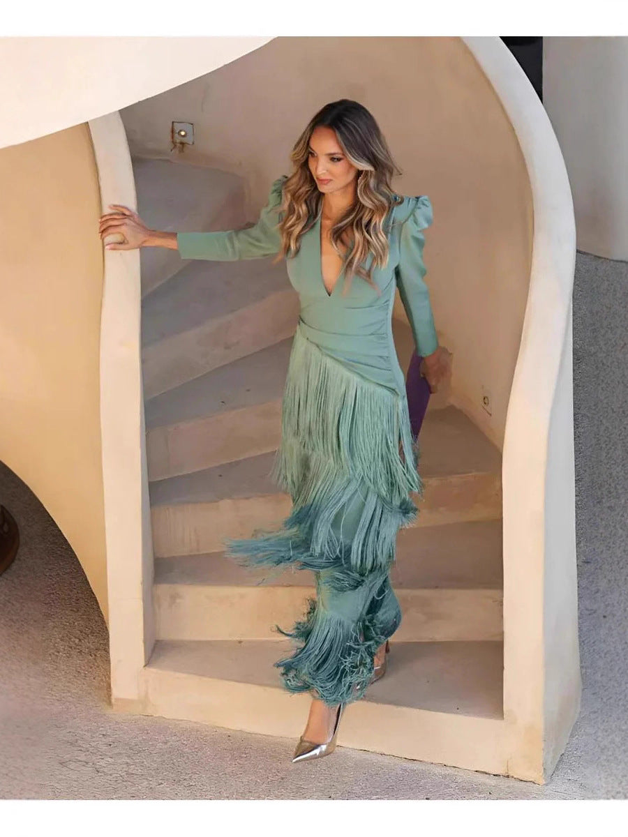 Elegant Tassel Maxi Evening Dress - product image 4