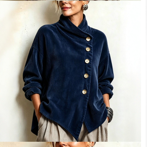 Asymmetric Corduroy High-Neck Top - product image 21