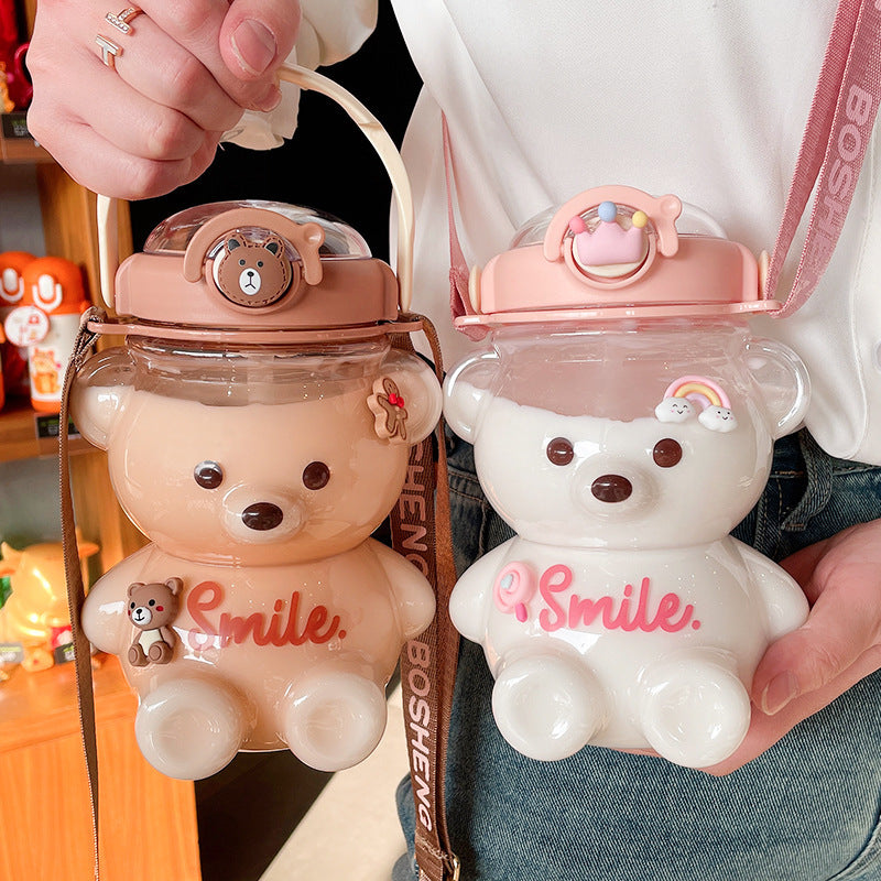 Bear Straw Water Bottle with Carry Strap