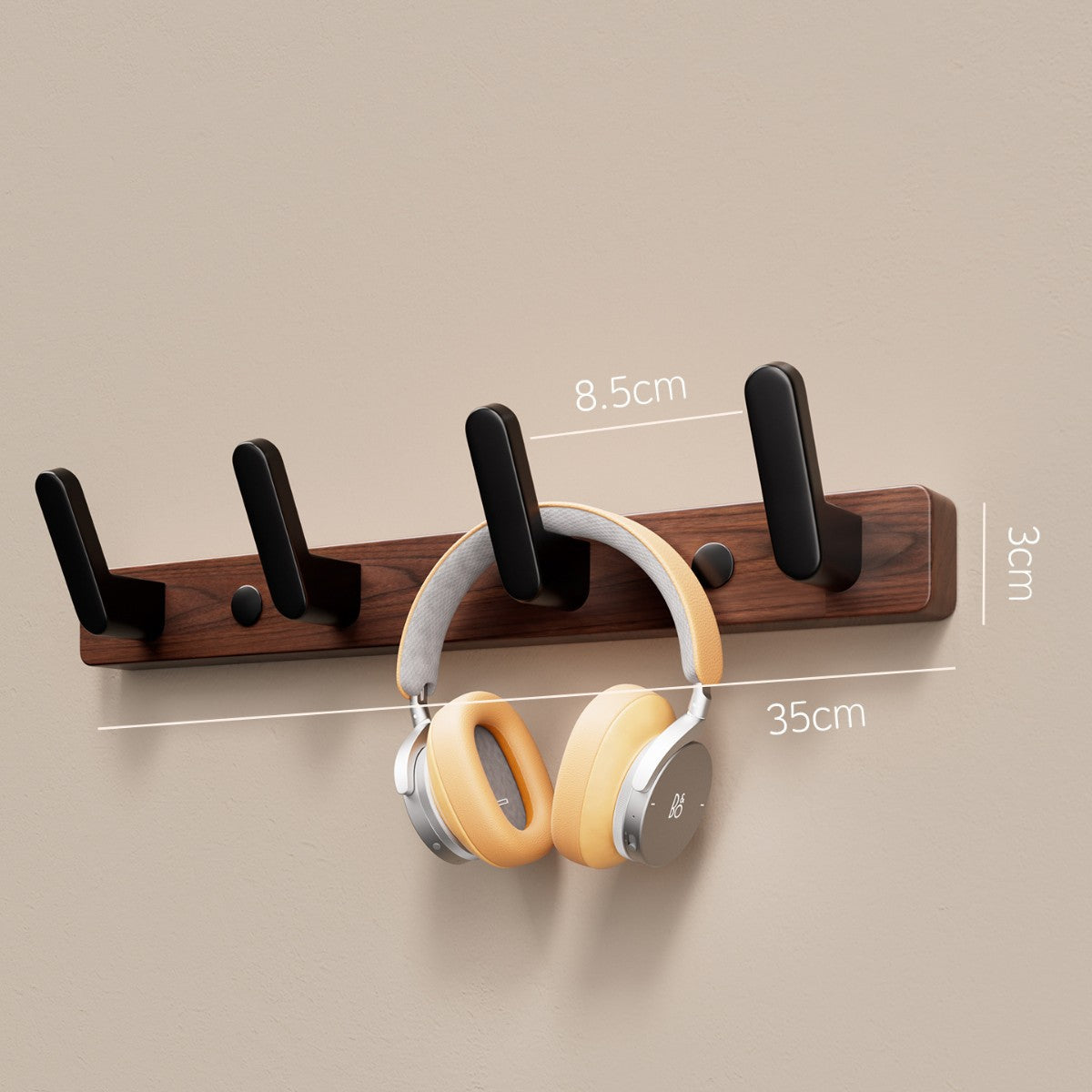 Walnut Wood Wall Hook Rack