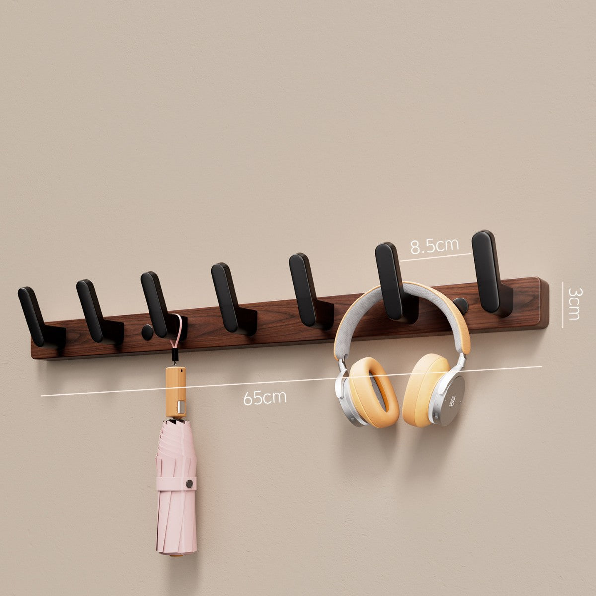 Walnut Wood Wall Hook Rack