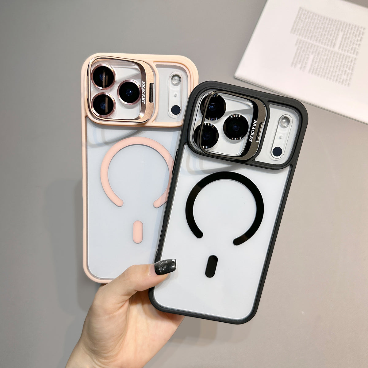 Magnetic Transparent Phone Case with Lens Holder