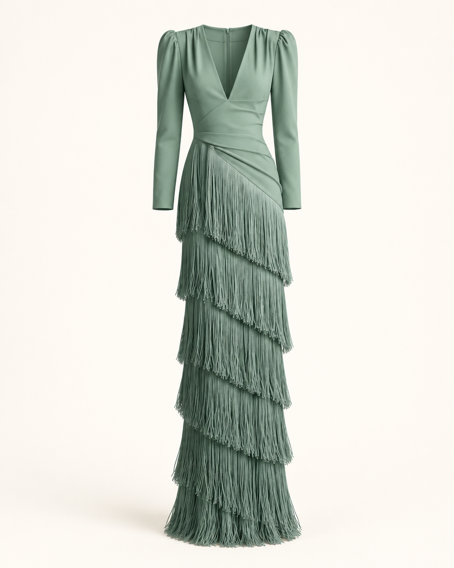 Elegant Tassel Maxi Evening Dress - clean product hero