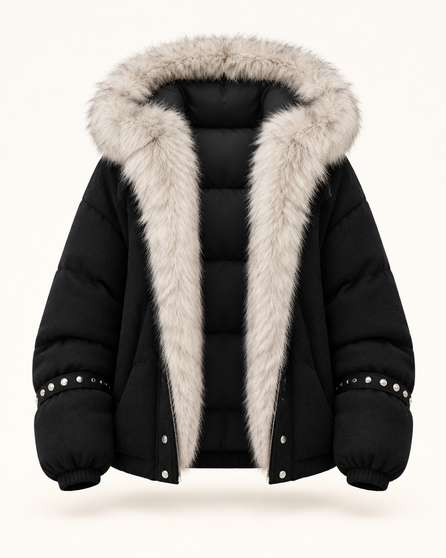 Women's Fur Collar Hooded Padded Coat - clean product hero